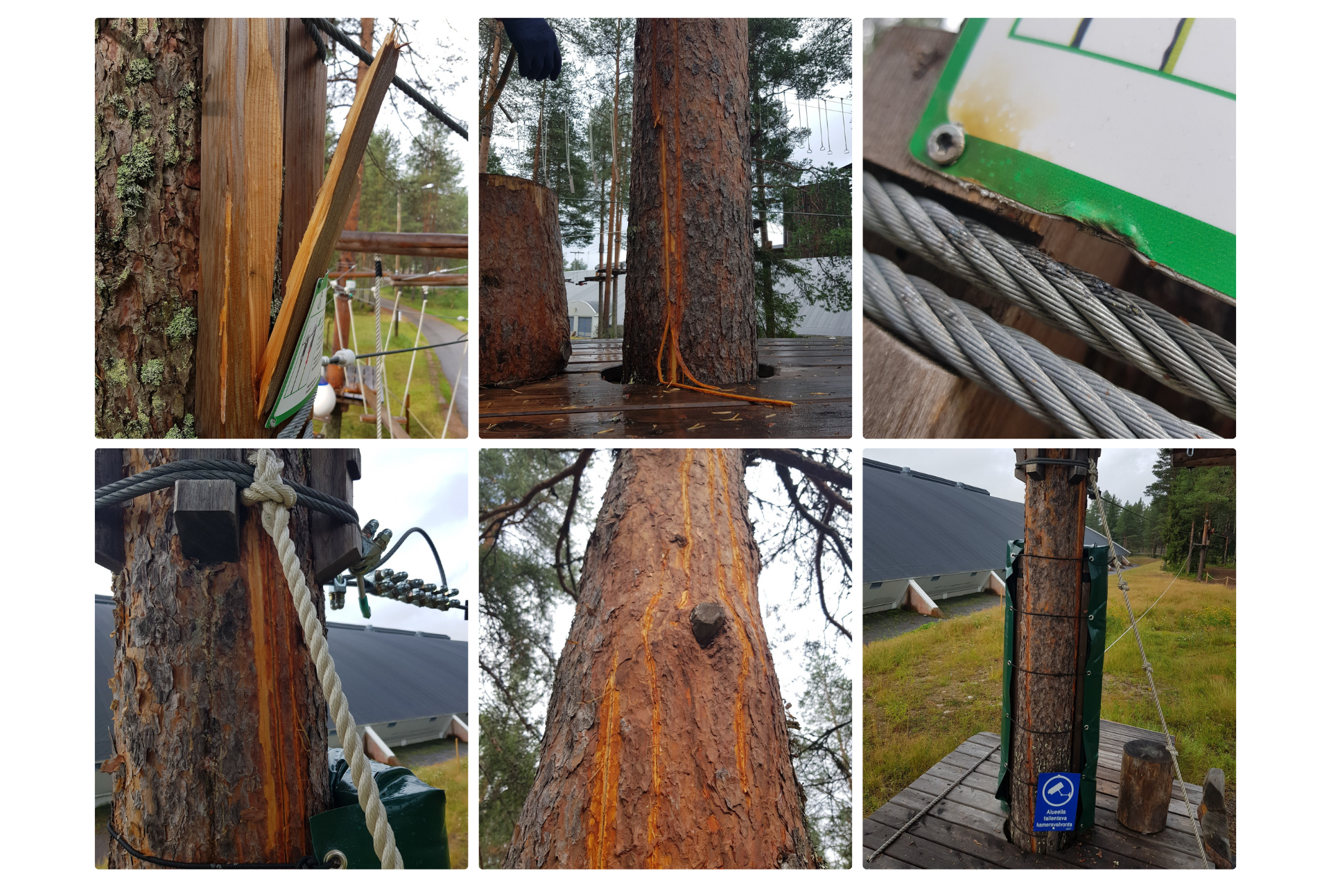 Salamaniskun vahingot seikkailupuistossa.